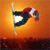 Pixelated static icon of a skateboarder performing a trick against an orange gradient background with dark lower border.