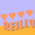 Pixelated graphic with orange hearts above the name 'REILLY' on a yellow and light purple background.