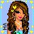 Pixel art buddy icon featuring a cartoon woman with long brown hair, yellow flower accessories, and blue text reading "Sweet as Candy" on the right side against a light blue background with yellow star borders.
