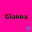 A bright pink background displays repeated 'Gianna' text with cyan pixelated hearts below each instance, arranged in a pattern