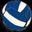 Blue and white volleyball with black stitching on a black background, accompanied by pixelated text reading #3 N #37 are ballerss.