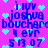 Pixelated blue text on purple background with cyan hearts, repeating 'i lov joshua bouchard 4 evr 5 13 07' in a pattern