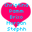 Three pink heart-shaped icons with blue text listing names, arranged in a on white background
