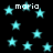 Black background with scattered cyan stars and repeated white text 'maria' in pixelated font.