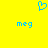 Blue pixelated heart symbol above two instances of the text 'meg' on a solid yellow background.