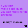 Purple background with two side-by-side text blocks, each containing a quote attributed to Marilyn Monroe, with one block showing a heart symbol.