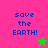 Pixelated 'save the EARTH!' text on split pink and green background with star symbols.