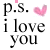 Animated sequence of 'p.s. i love you' text with pink heart symbols, showing subtle color and position shifts across frames.