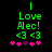 Green text 'I Love Alec!' with two heart symbols and pink stars on black background, with animated pink star changes.