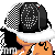 Pixelated cartoon character with orange limbs and black-and-white checkered headwear, paired with repeated text "thickk thickk mami mami" on a white background.