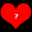 Two red heart shapes with white question marks centered on black background, static image.
