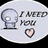 Pixelated icon with two speech bubbles: left bubble shows a light gray head silhouette and 'I NEED NOW' text with a pink heart; right bubble displays 'Why do I love you like I do?' text.