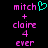 Pixelated text and symbols on black background with cyan heart symbol above 'mitch' in pink text.
