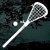 Lacrosse stick with ball on dark background, large text "LAX" and layered phrases about addiction.
