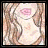 Animated sequence of a woman with long brown hair and pink lips, displaying changing text below her face.