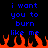 Blue pixelated text reads "i want you to burn like me" over orange pixelated flames on a black background.