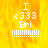 Yellow-orange flame background with white pixelated text and symbols arranged vertically, including 'I', '<333', 'Bri', and a of vertical bars