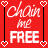 A 3x2 contact sheet of six animated frames showing a red background with white and black text reading "Chain me FREE" surrounded by heart borders, each frame displaying different text color variations.