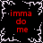 Black background with white pixelated crack patterns and red text reading 'imma do me' in four quadrants.