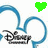Animated sequence of blue Mickey Mouse head outlines with 'Disney' text, each frame featuring a different colored heart icon above the outline.