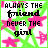 A 48x48 pixel animated contact sheet of a buddy icon with green and pink star patterns, displaying seven sequential frames where text and small heart symbols change across the animation.