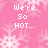 Pink background with white snowflakes and pixelated text reading "We're So HOT... We Make FIRE" and "STOP, DROP & ROLL!!!" in a static image.