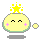 Four pixelated yellow circular characters with pink cheek marks, green outlines, and star-topped crowns in various expressions including closed eyes, open mouth, and surprised face.