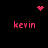 Pixelated pink text 'kevin' appears in four corners of a black background, with two pixel art symbols above and below the center.