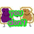 Animated pixel art of two anthropomorphic toast characters with purple and brown faces, displaying sequential text overlays.