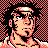 Pixelated 48x48 static icon of a character with dark hair, sunglasses, and a checkered red-and-black background.