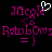 Pixelated purple text and symbols on black background with a white heart cursor icon above the text.