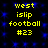 Yellow pixelated text on a black background with blue square patterns, arranged in two identical vertical