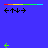 Animated sequence of green and yellow pixelated shapes on blue background with horizontal color bar at top, transitioning through multiple poses.