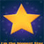 A golden-yellow star with five points sits centered on a dark blue background with subtle lighter blue pixel clusters.