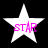 Four white five-pointed stars on black background with pink text "STAR" inside each star, arranged in two of two
