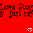 Red background with repeated black text 'Love Stop' and 'just say' above white pixelated hearts, partially cropped at bottom right.