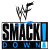 Pixelated graphic split into two sections: left shows 'SMACKDOWN' text with a WWF logo above, right displays green 'Original Icons .com' on dark background.