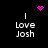 Black background with white text 'I Love Josh' in four quadrants, each with a pink pixelated symbol above the text.