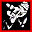 Animated contact sheet of a 32x32 pixel icon showing motion blur and text transitions between frames on black background with red border.