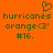 Pixelated green text and a heart symbol on an orange background, with repeated phrases 'hurricanes', 'orange(3)', '#16.' in two identical