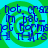 Blue pixelated text on a green and cyan spiral background with repeated phrases like 'not craze', 'im pet_', 'pt normsp', and 'HI THATS' in four quadrants.