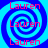 A static image shows four identical spiral patterns with red text "Lauren" overlaid on each, set against a blue background.