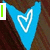 Blue triangular icon with white heart outline, displaying green text 'Love' and 'You<3' in different frames.