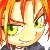 Pixelated close-up of a character's face with green eyes, red hair, and a neutral expression, cropped to show only the upper face and shoulders.