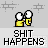 Pixel art animation of two yellow figures with white heads performing various actions beneath repeated text.