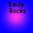 Four identical pixelated text icons arranged in a on blue background with pink gradient circles