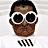 Animated contact sheet of a cartoon character in white outfit with black stripes, wearing large white sunglasses and lying down on light background.