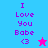 Pixelated text "I Love You Babe <3" on blue and pink backgrounds with a star icon changing color between frames.