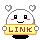 Pixelated character with white rounded head, black square eyes, red cheeks, and smiling mouth holding yellow 'LINK' sign against gray background.