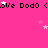 A bright pink background features repeated black text 'Love Dodo' with white and pink stars scattered throughout.
